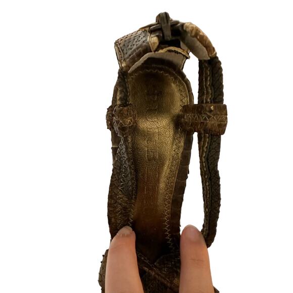 Burberry‎ plisse lea sandal heel python brown size 38.5 - Picture 4 of 9